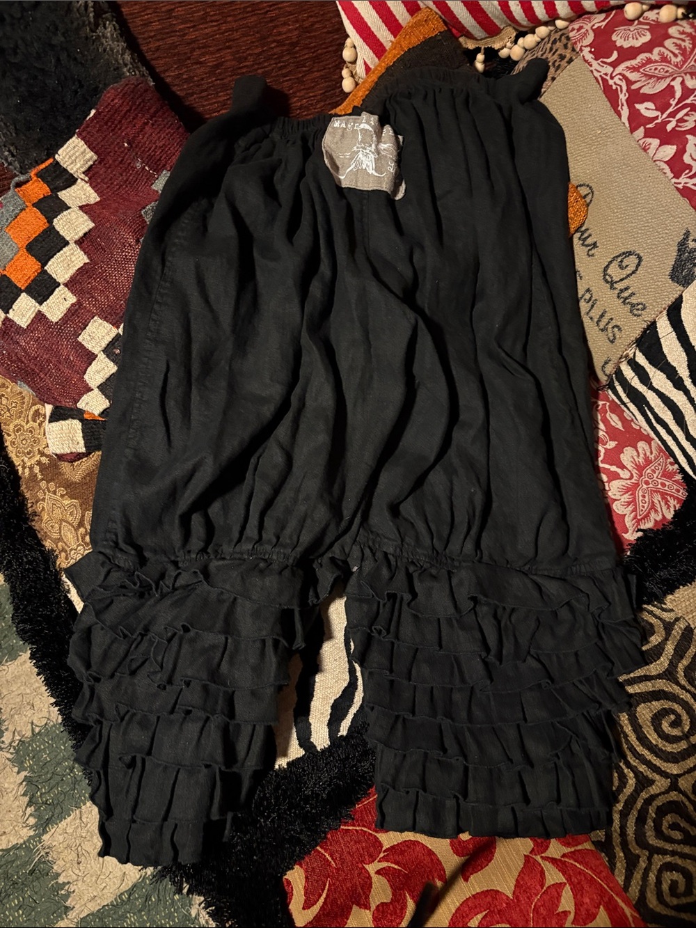 Magnolia Pearl Black Cropped Ruffled Pants